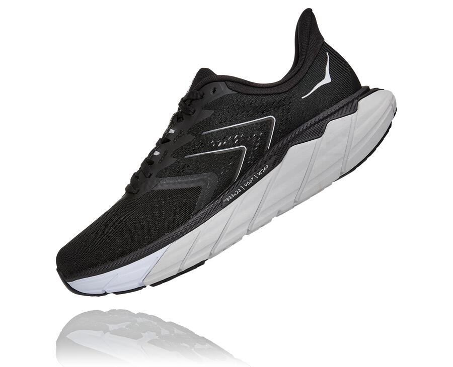 Hoka Australia One One Arahi 5 - Mens Running Shoes Black/White - GTOKD-8745